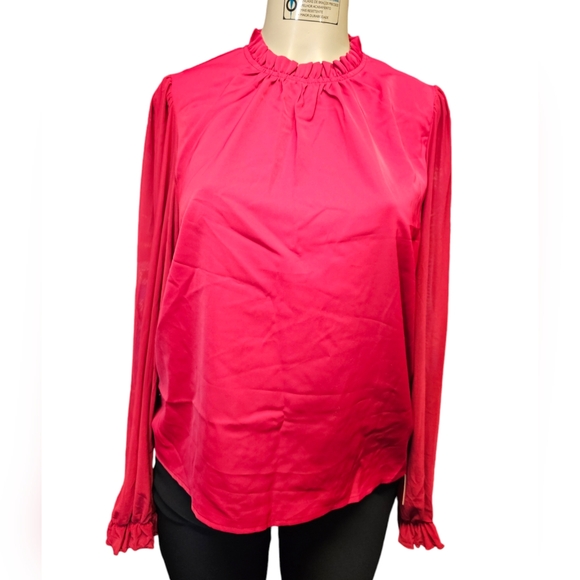 Blouse long stransparent sleeves new with tags red - Picture 1 of 3